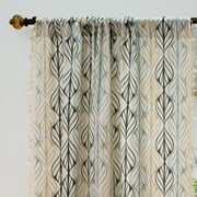 PixelForge Floral Curtain for Living Room, Linen Curtain with Leaf Pattern, Farmhouse Light Filtering Rod Pocket, 1 Panel, 59 x 86 Inches