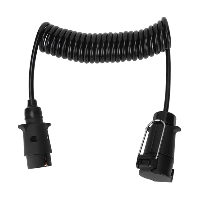 Conector de remolque de 7 pines con cable de extensión de resorte de 98,4 pulgadas, adaptador de cableado de 12 V, accesorio