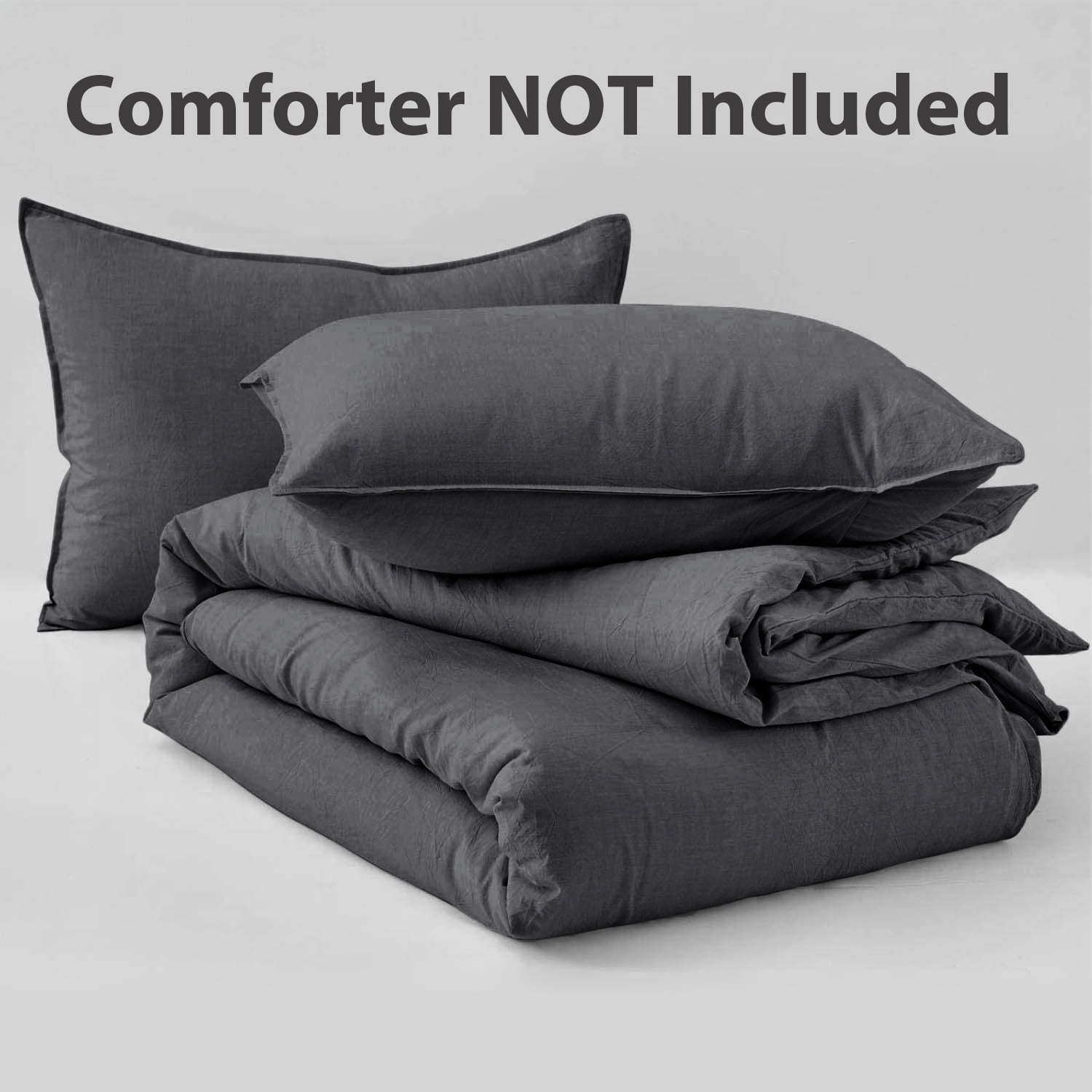 SORMAG Duvet Cover Set Soft Washed Microfiber Duvet Cover 3 Pieces Queen Dark Grey