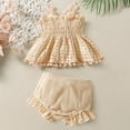 thumbnail image 4 of Dpytoraw Infant Girls Sleeveless Bowknot Lace Ruffles Tops Shorts Romper Bodysuit Outfits Spring floral girls matching sets Size Yellow 18-24 Months, 4 of 5