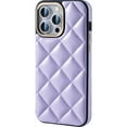 thumbnail image 2 of Compatible with iPhone 13 Pro Max Phone Case,PU Leather + TPU Hybrid Protection,Diamond-shaped PU Leather Back,Anti-fall Shockproof Anti-Scratch Lightweight Durable Thin Fit Phone Case,Purple, 2 of 12