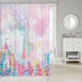 thumbnail image 2 of Mermaid Tail Shower Curtain Pastel Rainbow Gradient Glitter Waterproof Bath Curtain Girly Kawaii Mermaid Princess Kids Bathroom Decor Cute Little Mermaid Sequins Bathroom Curtain 72\u201dWx84\u201dL, 2 of 6