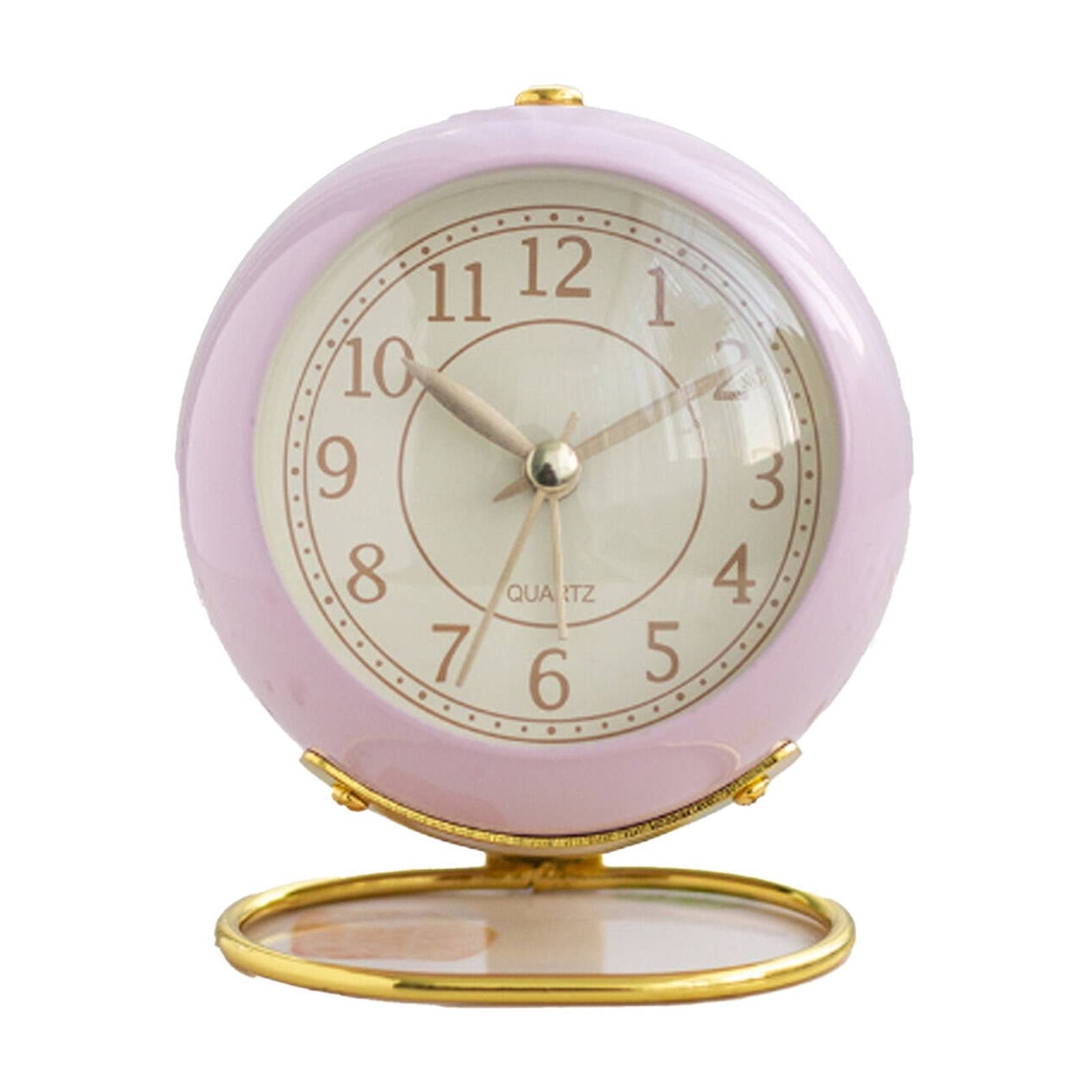 DESIGNICE 2026 New Tabletop Clock Soft Lit Table Clock with Curved Glass Cover Gold Finished Metal Desk Clock for Elegant Spaces for Home Office Living Room Study