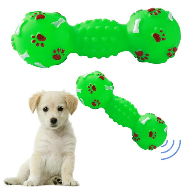 Juguetes para perros con forma de mancuerna punteada para perros Squeeze Squeaky Pet Chew Toy (verde) Likrtyny Oficina Multiescena Multifunción