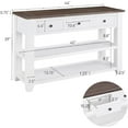 thumbnail image 2 of Softa Retro Design Console Table with Two Open Shelves, Pine Solid Wood Frame and Legs for Living Room, 2 of 15