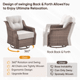 thumbnail image 5 of Planntonneo 3 Piece Wicker Patio Furniture Sets, Outdoor Swivel Rocking Chairs Set of 2 with 6-inch Thickened Cushions and Rattan Side Table for Deck Porch Pool, Brown/Beige, 5 of 10