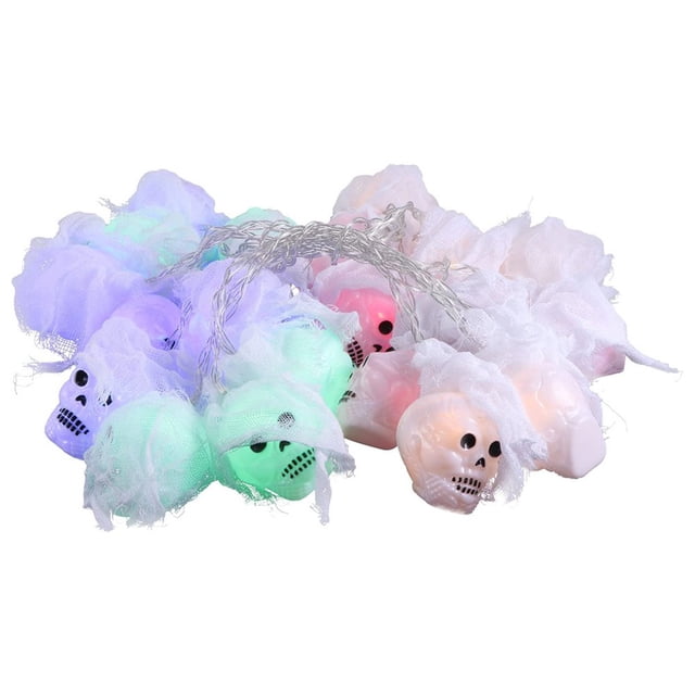 Light String Halloween LED Ghost Battery Lamp Festival Horror Party Decoration 10 LED Colorful 2.5m