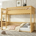 thumbnail image 4 of Luckynote Twin XL over Twin XL Bunk Bed, Detachable Solid Wood Frame, with Full-Length Guardrail and Ladder, Space Saving Design, Natural, 4 of 10