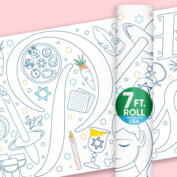 Big Dot of Happiness Happy Passover Coloring Table Runner, 7ft Long Pesach Jewish Holiday Party Craft & Activity Seder Table Cover for Kids & Family, Giant Coloring Page - 1 Roll
