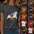 thumbnail image 2 of felwors Halloween women's shirt 2025 cute ghost cotton shirt autumn pumpkin T-shirt round neck pattern T-shirt casual short sleeved top Dark Purple, XXXL, 2 of 8