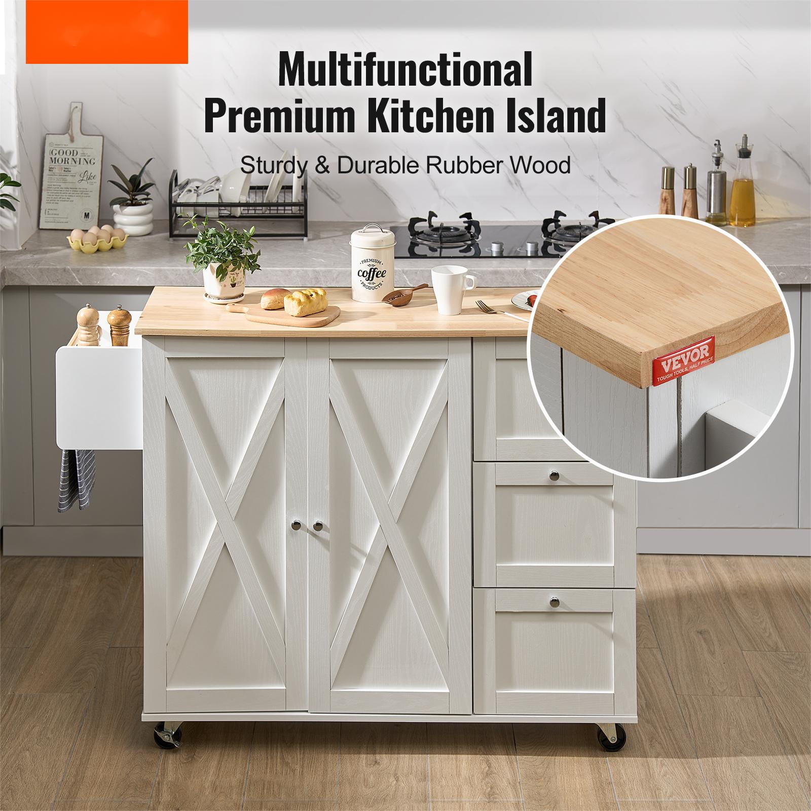 Kitchen Storage Cabinet,Storage Racks, Kitchen Island on 4 Wheels,Mobile  Kitchen Table Suitable for displaying Small appliances, for Dining Room