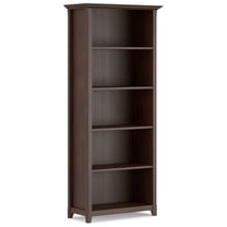 Amherst 30 inch Wide Solid Wood Transitional 5 Shelf Bookcase in Russet Brown