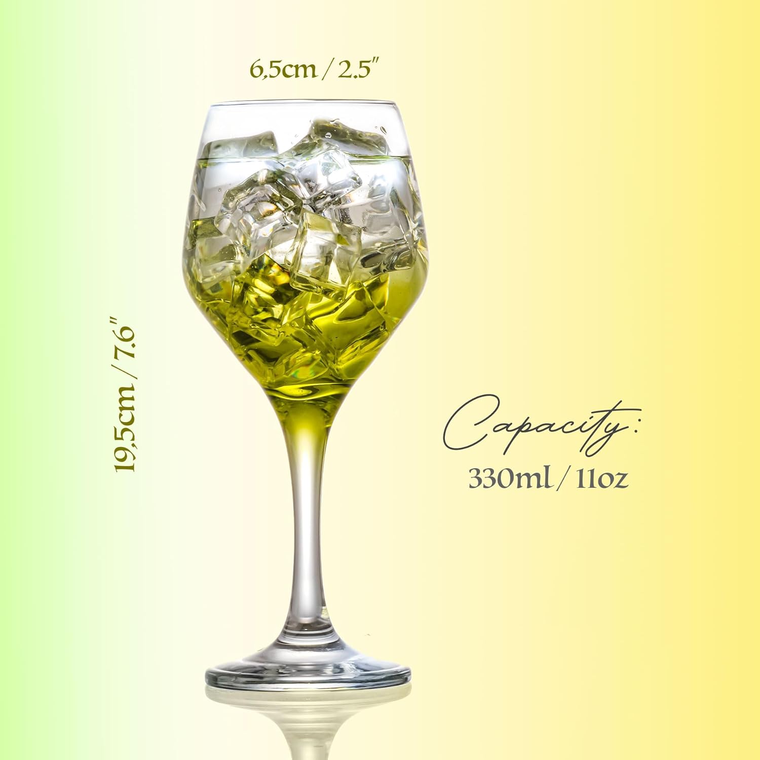 Colored Wine Glasses, Champagne, Cocktail, Martini, Coupe Glasses, Aperol Spritz Glasses, Long Stem Glassware Set of 6 (11oz/330ml)