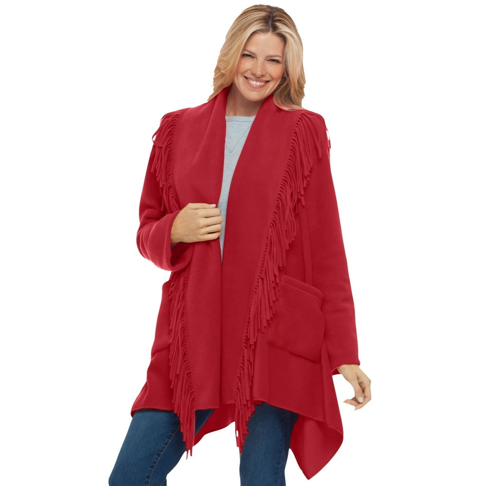 Woman Within Woman Within Women's Plus Size Fringed Shawl Collar