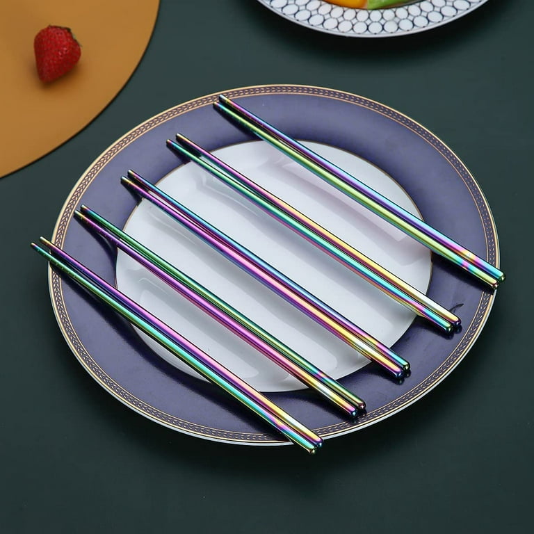 Rack Jack premium luxury stainless steel chopsticks - 1 pair - rainbow