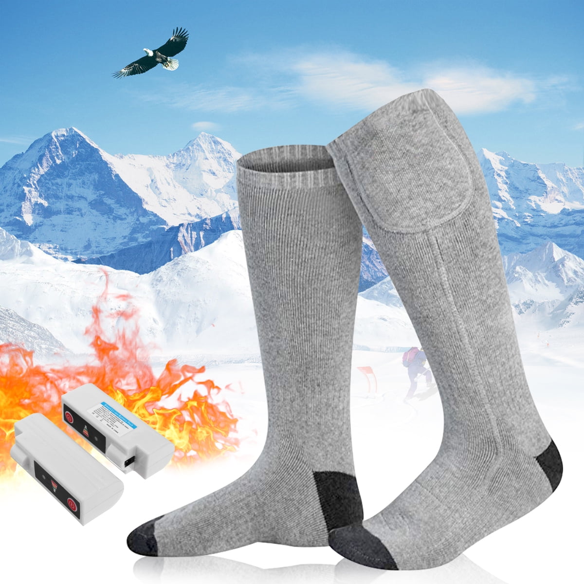 38-55℃ Electric Heated Socks Rechargeable Battery Feet Foot Winter Warm Thermal 