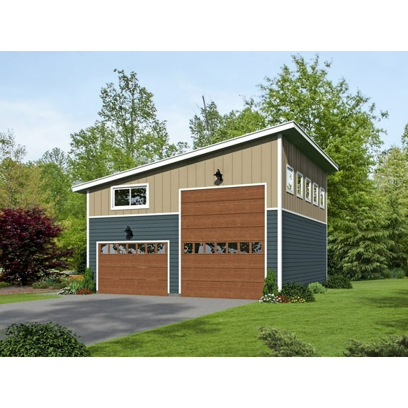 763-454: Garage Modern 0 Bed, 0 Bath Luxury Home Plan, 454 Sq Ft: Full Blueprints with License to Build by Home Plan Marketplace - Lesuto