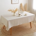 thumbnail image 2 of Rectangle Table Cloth for Elegant Decoration, Linen Style Indoor Outdoor Use Table Covers, 52x70, Faux Linen with Waterproof Vinyl Layer, Versatile for Kitchen Dining Areas, 2 of 7