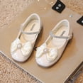 thumbnail image 6 of Hinvhai Girl's Bow Dress Shoes Ballet Princess Flats with Rhinestone Strap for Party Wedding School, Toddler/Little Kid/Big Kid Beige 10.5(27), 6 of 7