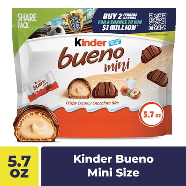 Kinder Bueno Mini Chocolate Bites with Crispy Wafer and Hazelnut Cream, Individually Wrapped, Share Pack, 5.7 oz