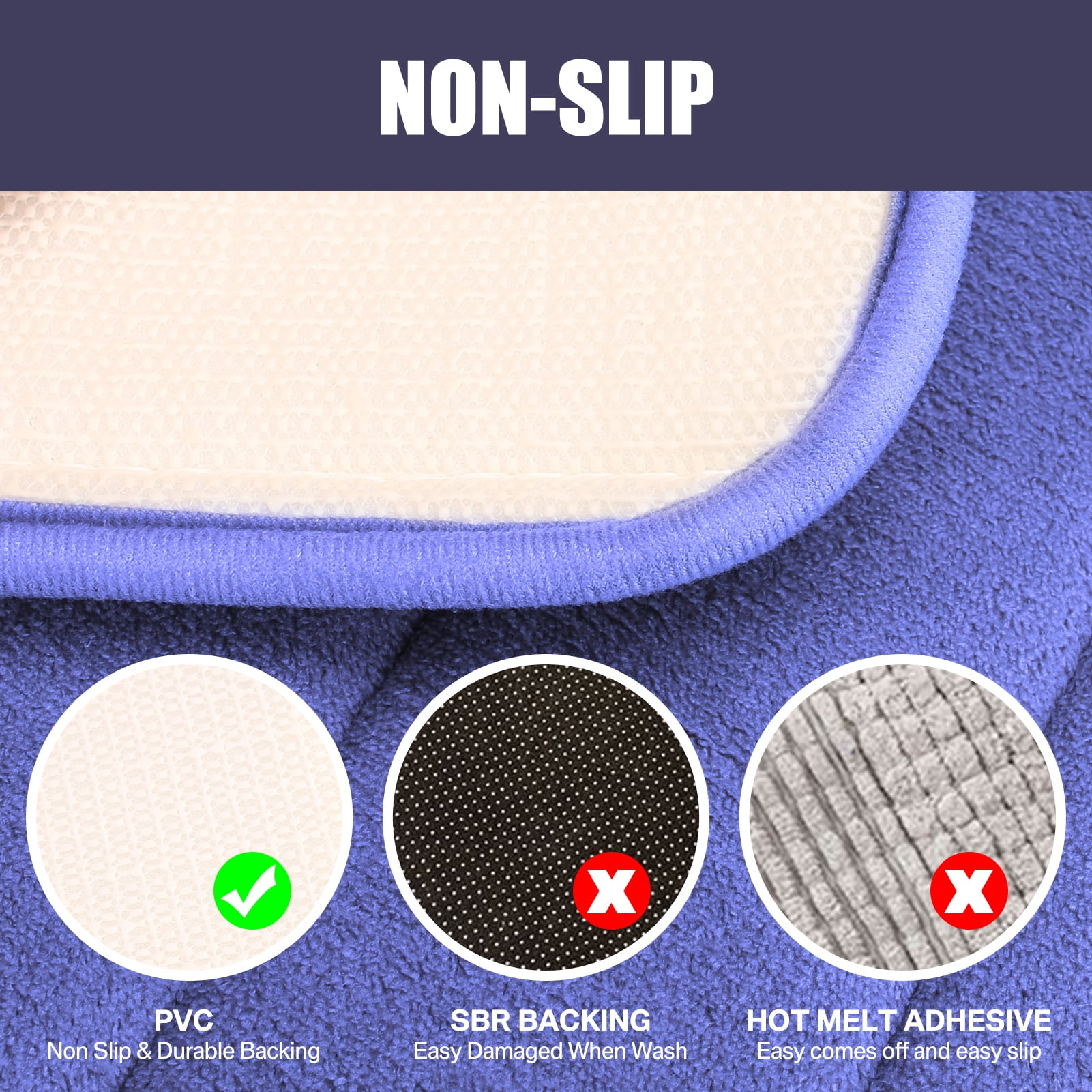 2 Piece Memory Foam Bath Mat Set Thick Bathroom Rugs Soft Bath Mats for Bathroom Extra Absorbent Floor Mats Bath Rugs Set for Kitchen/Living Room(20" x 32"/17" x 24", Blue)