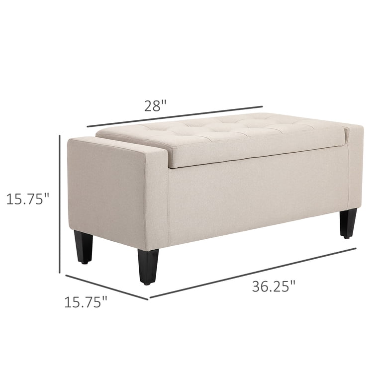 HOMCOM Linen Storage Ottoman Bench, Beige photo 7