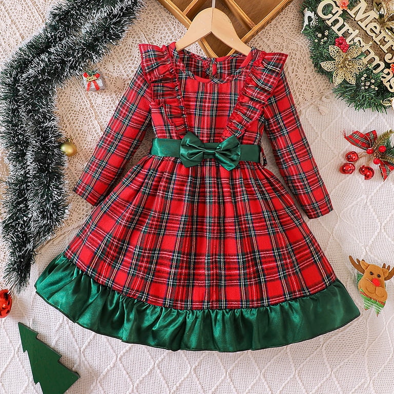CUZIBR Children New Autumn Christmas Plaid Dress For Girls Holiday  Dailywear For Toddler - Walmart.com