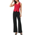 thumbnail image 3 of INSPIRE CHIC Women's Vest Sleeveless Button Down V Neck Mother's Day Crop Waistcoat Deep Red S, 3 of 7