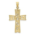 thumbnail image 4 of FJC Finejewelers 10 kt Yellow Gold W/ Rhodium and Bright Cut Flower Design Cross Charm 25 x 18 mm, 4 of 6