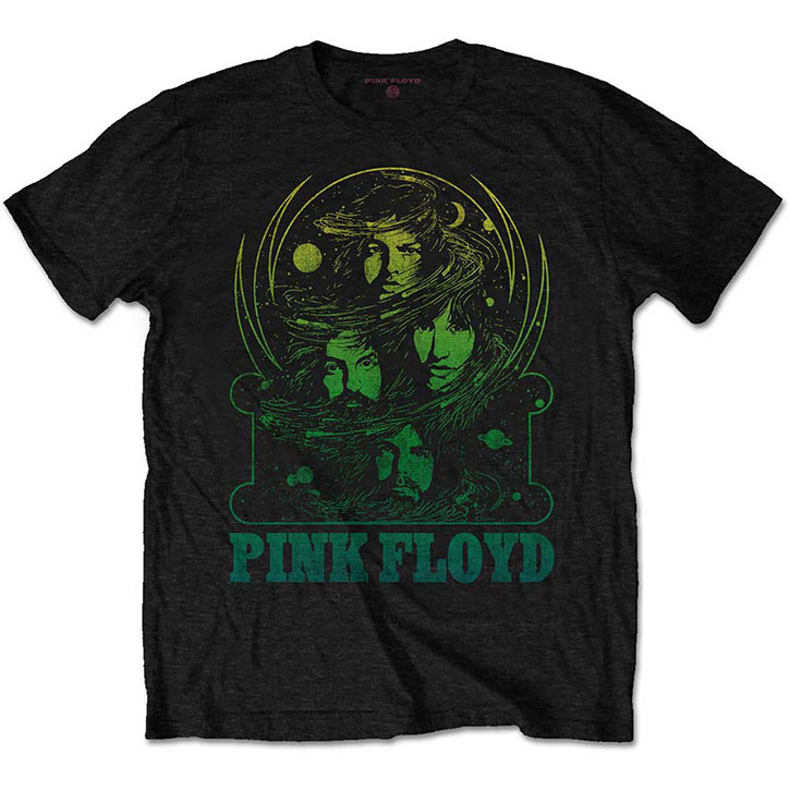 Pink Floyd Pink Floyd Men's Green Swirl Slim Fit Tshirt Black