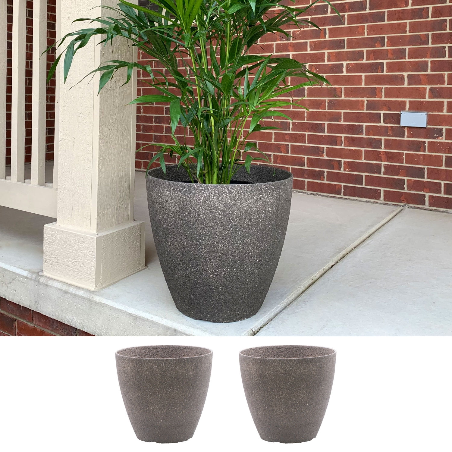 5.5in Ceramic Planter Large Planter Flower Pot Indoor and Outdoor Brown Set of 2 