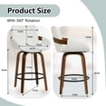 thumbnail image 3 of ClinQ Counter Height Swivel Bar Stools Set of 2, PU Leather Upholstered 360° Rotating Chairs with Walnut Legs and Metal Footrest, Beige, 3 of 6