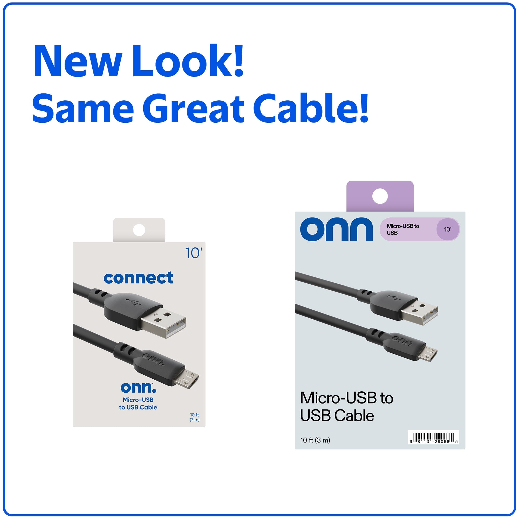 onn. 10' Micro Cable Black 1 Pack