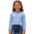 thumbnail image 4 of Bobifish Big Boys Tees Classic Stripe Pattern Crew Neck Long Sleeve T-Shirts Soft Fabric Casual Basic Daily Versatile Street Style Outfits,Size 9-10Y, 4 of 6