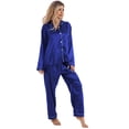 thumbnail image 2 of Fjuchai Womens Silk Satin Pajamas Pj Sets Long Sleeve Button Down Sleepwear Set Two Piece Sleep Set with Pockets S-XL, 2 of 8