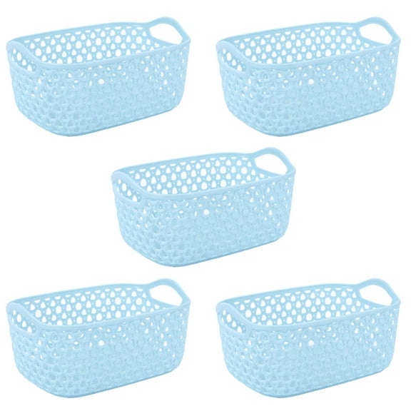 UPOUART 5PCS Plastic Storage Bins Blue Resin Organization For Indoor Use
