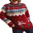 thumbnail image 3 of Chandail de Noël pour Femmes en Tricot, Chandail à Manches Longues, Col Rond, Orignal, Hauts d'Hiver, 3 of 9