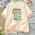 thumbnail image 2 of Camisetas de dinosaurio y gato, divertidas camisetas de algodón de manga corta para mujer y hombre, camisetas casuales de verano con cuello redondo, camisetas gráficas Harajuku, ropa de calle, 2 of 4