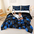 thumbnail image 3 of Homewish Navy Futuristic Cubes Full Size Comforter Sets,Contemporary Artwork Bedding Comforter Set,Black Reversible,3pcs,1 Comforter and 2 Pillowcases, 3 of 7