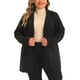 thumbnail image 1 of Blazers de mujer de tallas grandes Agnes Orinda con solapa y botones, chaquetas de trabajo con bolsillos, Blazer 1X negro, 1 of 6