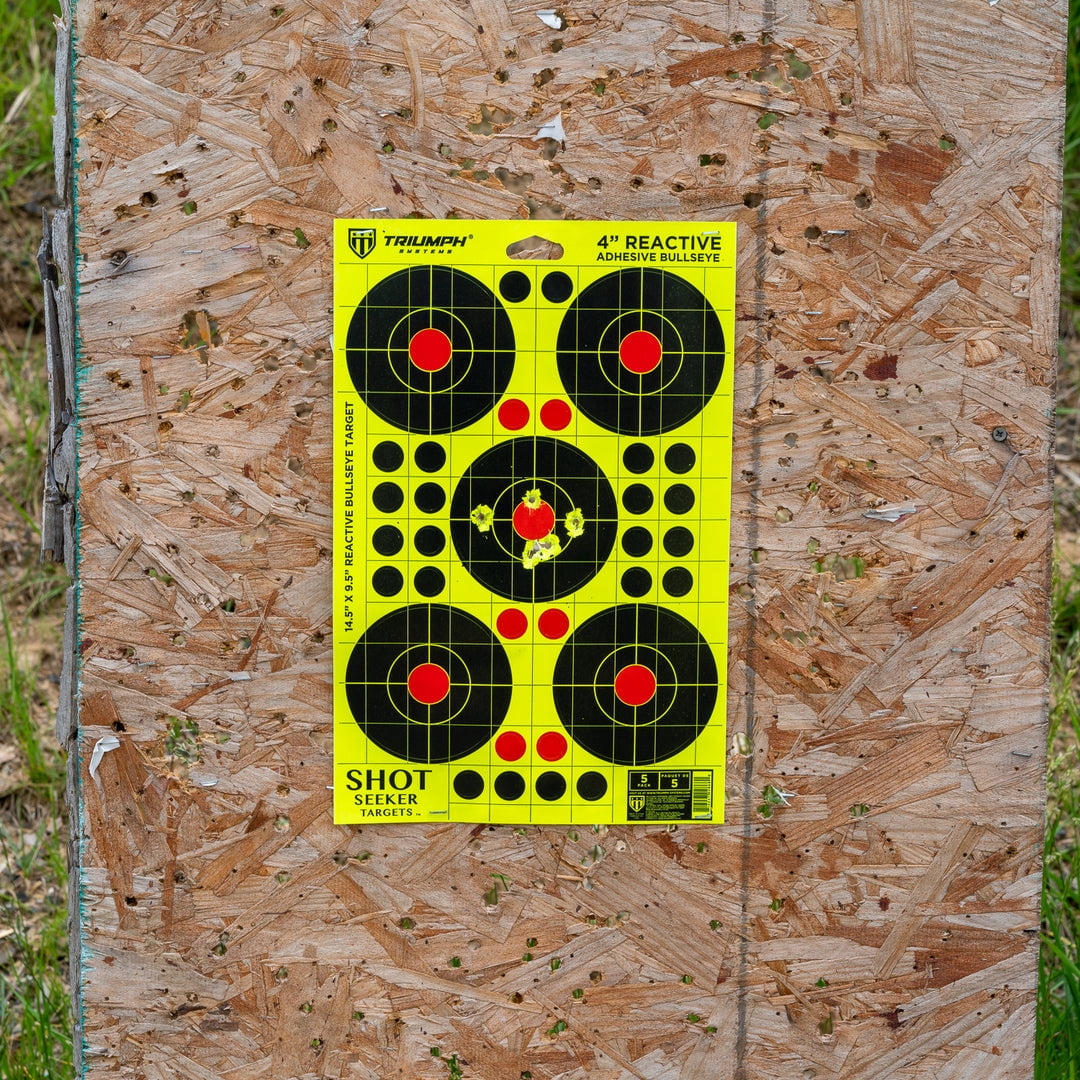 Triumph Systems Shot Seeker with 4 Inch Reactive Adhesive Splatter Bullseyes, 10 Pieces