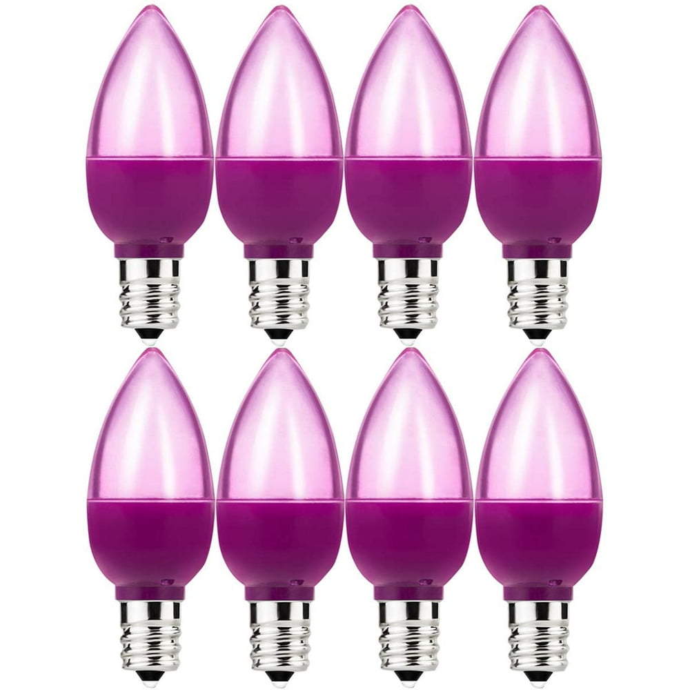 8 Pack c7 LED Purple Light Bulb 1W Night Light Bulb Mini LED Bulb Candelabra E12 Base Decor