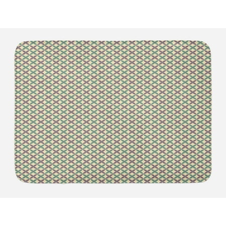 Vintage Bath Light - Floral Bath Mat, Green and Purple Flowers Tile Pattern Repetitive Vintage Romantic Print, Non-Slip Plush Mat Bathroom Kitchen Laundry Room Decor, 29.5 X 17.5 Inches, Jade Green Cream Purple, Ambesonne