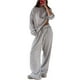 thumbnail image 1 of Pijamas de rayas for mujer, conjuntos de 2 piezas, camisetas de manga larga, pantalones anchos con cordón, conjuntos a juego, conjuntos de estar en casa, 1 of 7