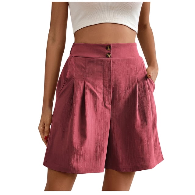 FNFYFH Liquidation Shorts de Course d'Été pour Femmes Coupe Ample Couleur Unie Séchage Rapide, Rouge