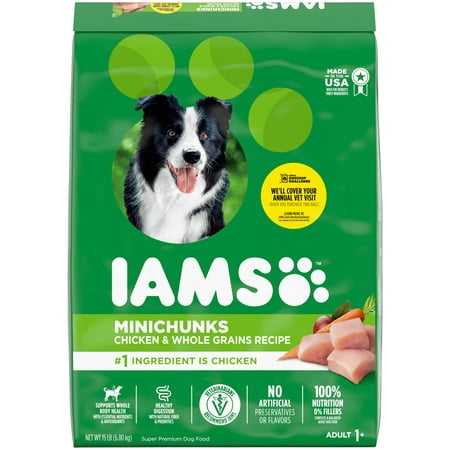 IAMS Minichunks Chicken & Whole Grains Dry Dog Food for Adult Dog, 15 lb. Bag