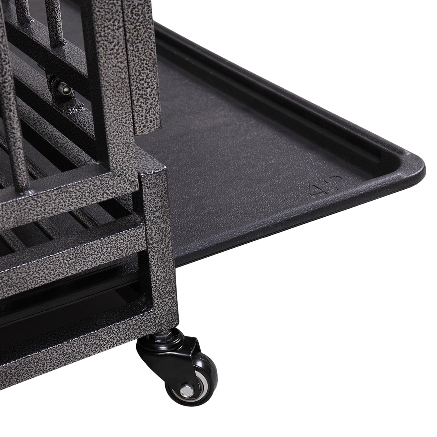 Pefilos 54" Large Dog Cage for Indoor Heavy Duty Metal Dog Crate Kennel with 4 Universal Wheels, Openable Pointed Top and Front Door, Black Pefilos 54" Large Dog Cage for Indoor Heavy Duty Metal Dog Crate Kennel with 4 Universal Wheels, Openable Pointed Top and Front Door, Black