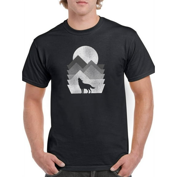 Wolf Howling At The Moon T-Shirt Men -Smartprints Designs, Male Small