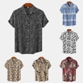 thumbnail image 3 of Mens Fashion 3D Decorative Pattern Button Shirts Ethnic Style Short-sleeved Tops, 3 of 7