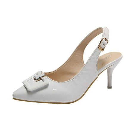 

Women s Summer Pointed Leather Stiletto Sandals Casual Comfort One Line Buckle Sandals